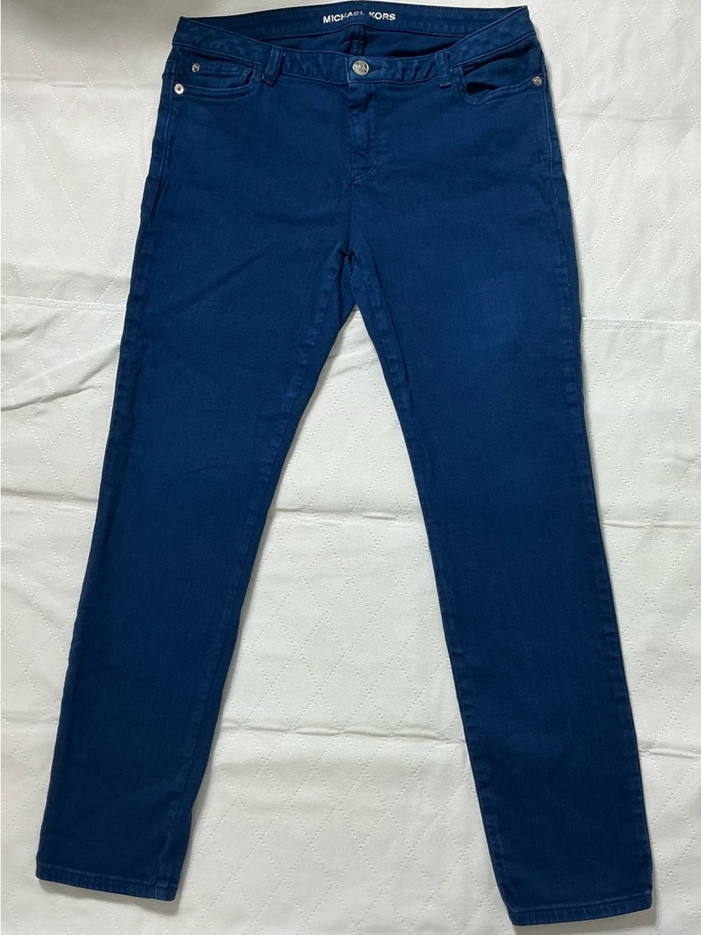 NWOT Michael Kors Indigo Blue Skinny Jeans 8P Petite Silver Hardware